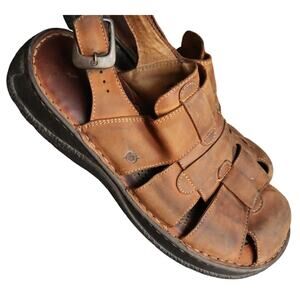 Born Sandals Mens 12 M/W Fisherman Brown Leather Slingback Casual Comfort